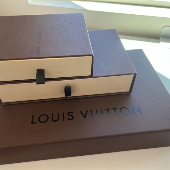 Set of 3 Louis Vuitton Boxes - Authentic Brown Beige 2 Drawer Box 1 Flat box - Picture 2 of 8